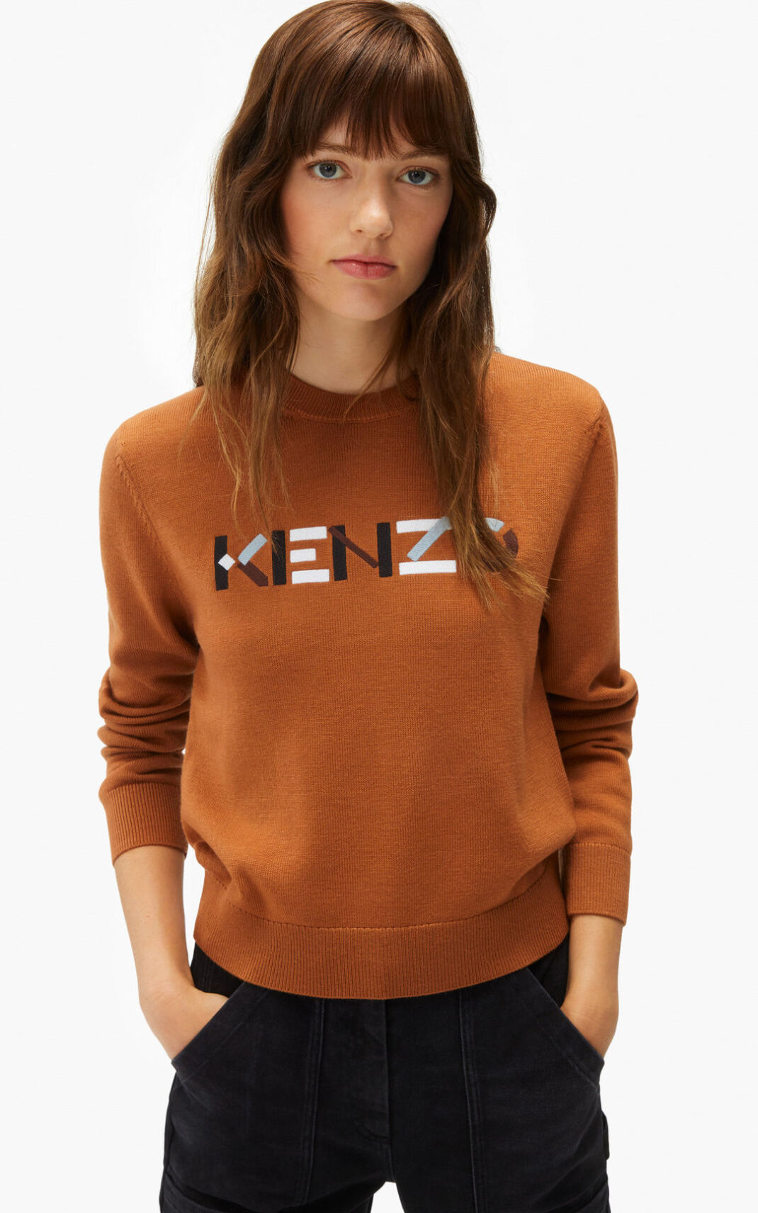 Jerseys Kenzo logo merino wool Mujer Marrones ZYH769342